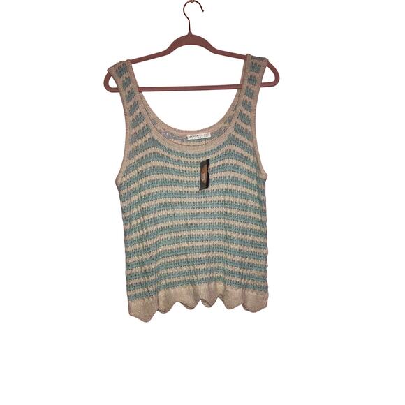 NWT Uncharted Threads light blue and cream crochet knit tank top size small - Picture 1 of 5